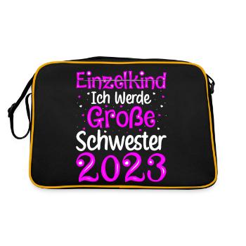 Ich Werde Große Schwester 2023 Schwangerschaft - Retro Tasche - Schwarz/Gold - Hinten