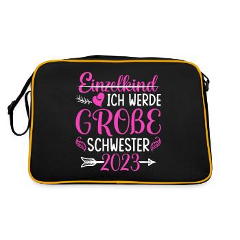 Ich Werde Große Schwester 2023 Schwangerschaft - Retro Tasche - Schwarz/Gold - Hinten