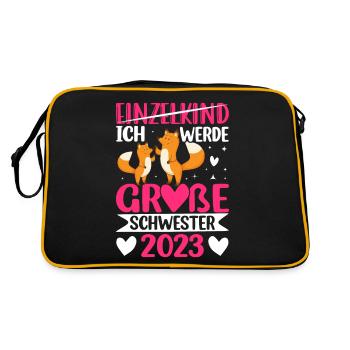 Ich Werde Große Schwester 2023 Schwangerschaft - Retro Tasche - Schwarz/Gold - Hinten