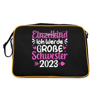 Ich Werde Große Schwester 2023 Schwangerschaft - Retro Tasche - Schwarz/Gold - Hinten