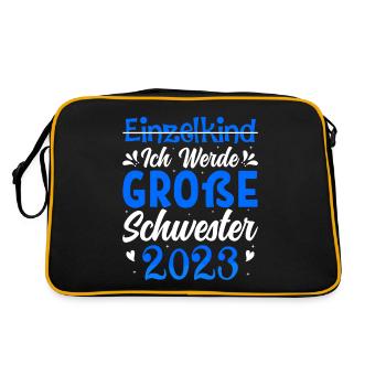 Ich Werde Große Schwester 2023 Schwangerschaft - Retro Tasche - Schwarz/Gold - Hinten