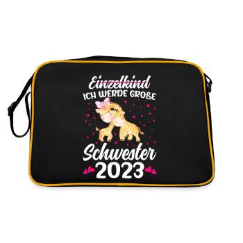 Ich Werde Große Schwester 2023 Schwangerschaft - Retro Tasche - Schwarz/Gold - Hinten