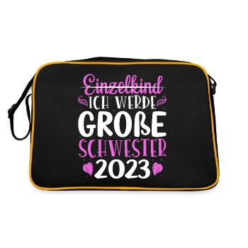Ich Werde Große Schwester 2023 Schwangerschaft - Retro Tasche - Schwarz/Gold - Hinten