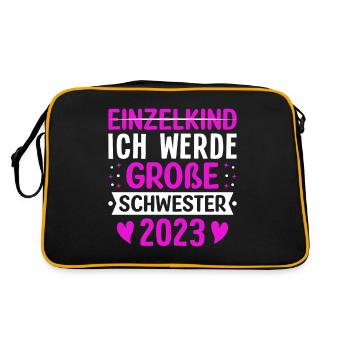 Ich Werde Große Schwester 2023 Schwangerschaft - Retro Tasche - Schwarz/Gold - Hinten