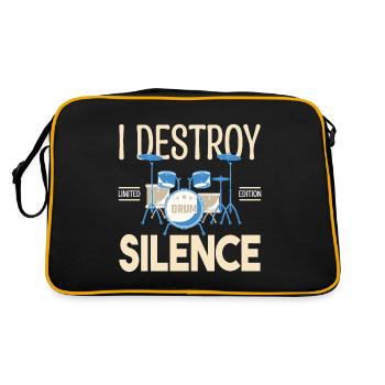 I destroy silence. Cadeau batteur, Cadeau musicien - Sac Retro - noir/or - Dos