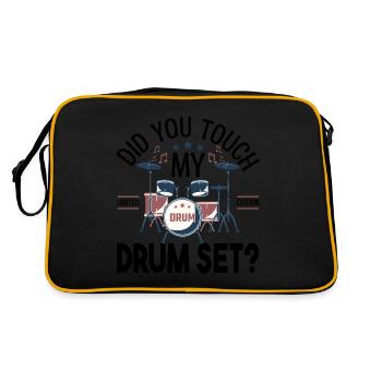 Did you touch my Drum set, Drummer Gift Drums - Retro Bag - black/gold - Back