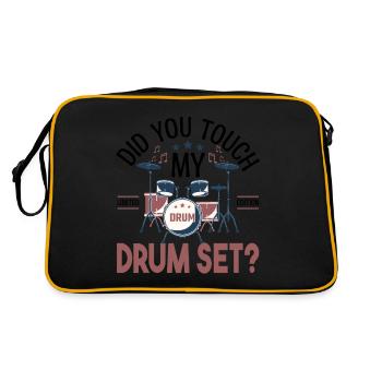 Did you touch my Drum set, Drummer Gift Drums - Retro Bag - black/gold - Back