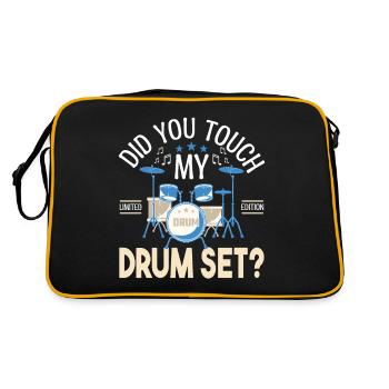 Did you touch my Drum set, Drummer Gift Drums - Retro Bag - black/gold - Back