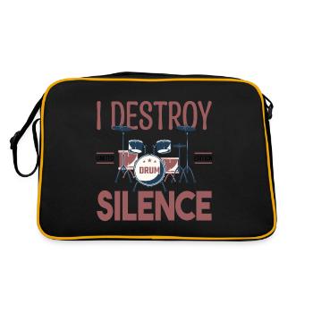 I destroy silence. Cadeau batteur, Cadeau musicien - Sac Retro - noir/or - Dos