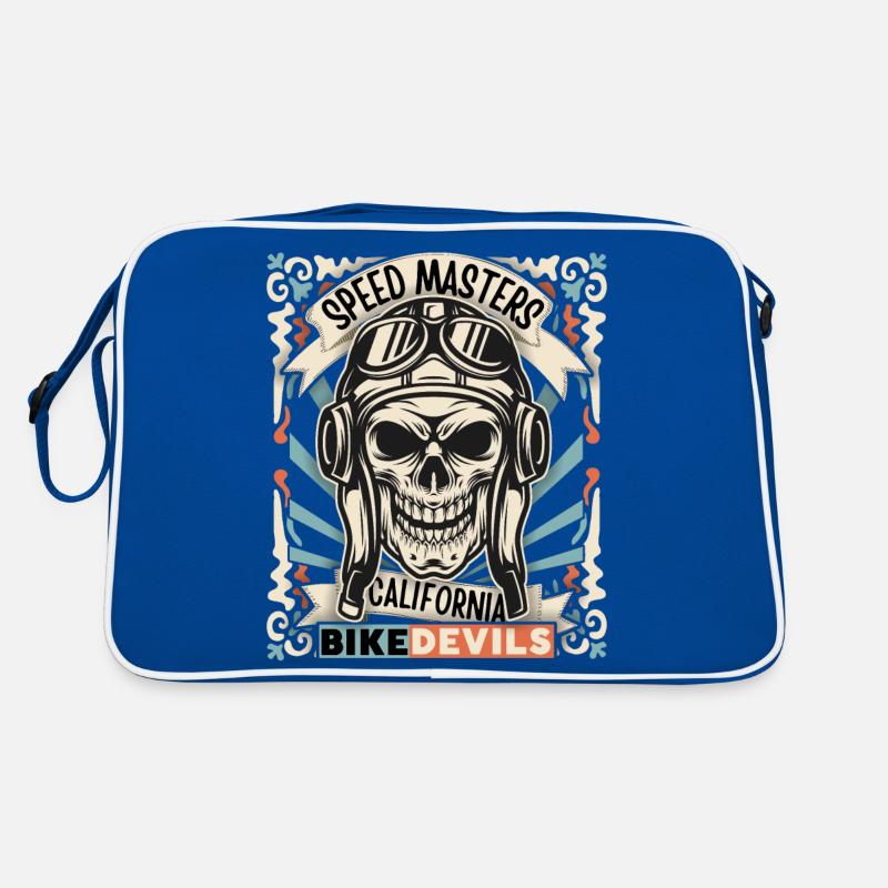 Lachender Totenkopf, Totenschädel, Biker-Skull Retro Tasche