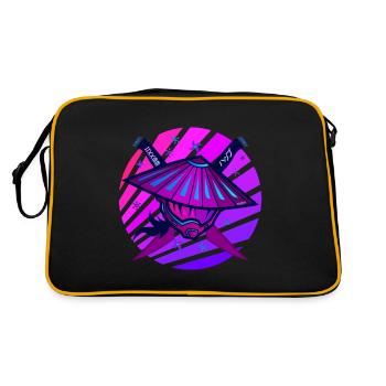 Samurai Monster Schwert violet - Retro Tasche - Schwarz/Gold - Hinten