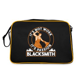 Smithing Its Not Work Its Passion Blacksmith - Retro Bag - black/gold - Back