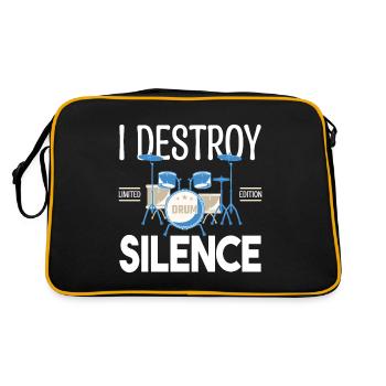 I destroy silence. Cadeau batteur, Cadeau musicien - Sac Retro - noir/or - Dos