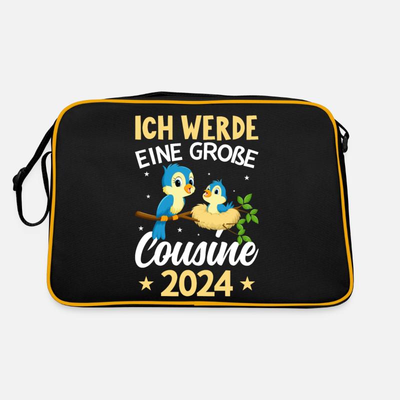 Kinder Ich werde Große Cousine 2024 T-Shirt Eule Retro Tasche