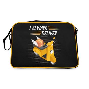 Courrier, livreur de colis, moto, drôle de dicton - Sac Retro - noir/or - Dos