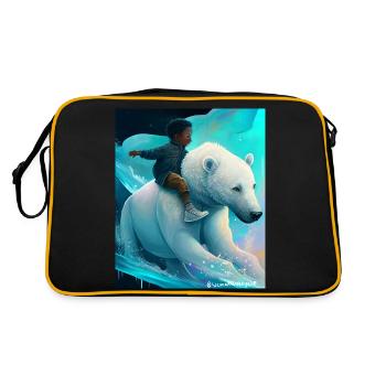 Child rides polar bear - Retro Bag - black/gold - Back