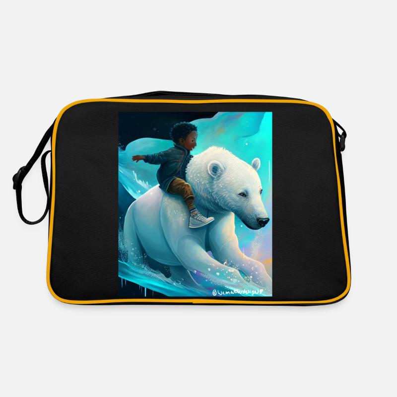 Kind reitet Eisbär Retro Tasche