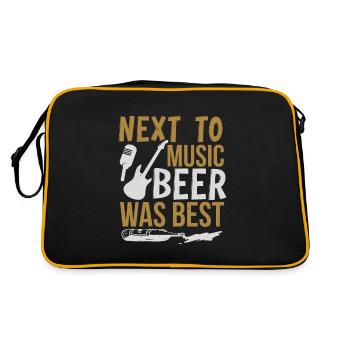 NEXT TO MUSIC BEER WAS BEST - Retro Bag - black/gold - Back