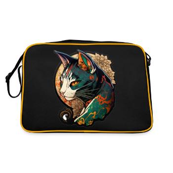 Chat coloré dans le style de bande dessinée chinoise - Sac Retro - noir/or - Dos