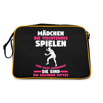 Tischtennisspieler Tischtennis - Retro Tasche - Schwarz/Gold - Hinten