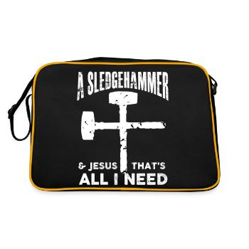 a sledgehammer and jesus thats all I need Design - Retro Bag - black/gold - Back