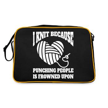 Knitter, Seamstress, Knitting, Tailor, Crochet - Retro Bag - black/gold - Back