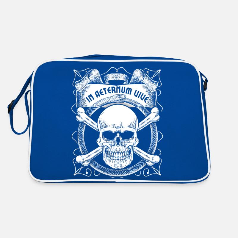 Crâne de motard avec serpent, dicton latin Sac Retro