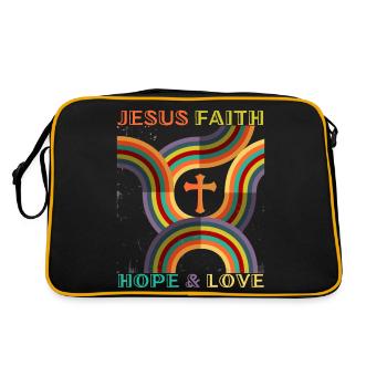 Jesus Christ Saying 70s Flower Power Style - Retro Bag - black/gold - Back