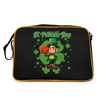 Leprechaun Basketball St. Patricks Tag - Retro Tasche - Schwarz/Gold - Hinten