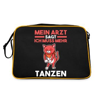 Tanzen Party Katze Musik Tänzer - Retro Tasche - Schwarz/Gold - Hinten