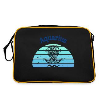 Retro-Logo astrologisches Zeichen "Wassermann" - Retro Tasche - Schwarz/Gold - Hinten