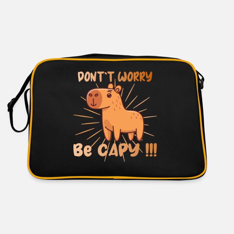 Capy Capybara Animal be Happy be Capy - Retro Tasche - Schwarz/Gold