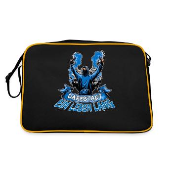 Darmstadt ein Leben lang - Retro Tasche - Schwarz/Gold - Hinten