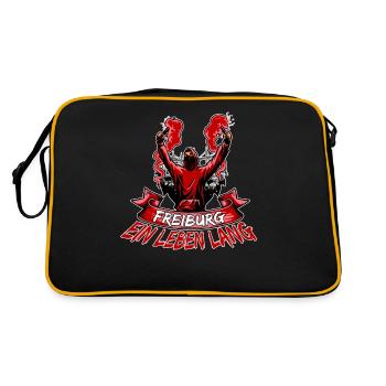 Freiburg ein Leben lang - Retro Tasche - Schwarz/Gold - Hinten
