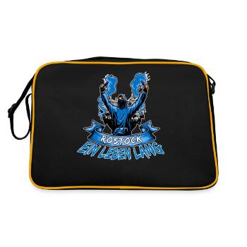 Rostock ein Leben lang - Retro Tasche - Schwarz/Gold - Hinten