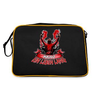 Mainz ein Leben lang - Retro Tasche - Schwarz/Gold - Hinten