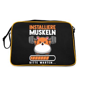 Muskeln Sport Fitness Gewichtheben Hamster - Retro Tasche - Schwarz/Gold - Hinten