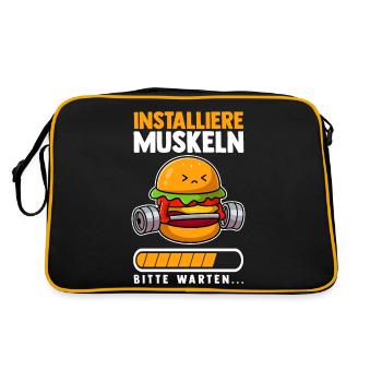 Muskeln Sport Fitness Gewichtheben Bürger - Retro Tasche - Schwarz/Gold - Hinten