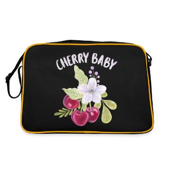 Kirsche, Cherry-Fruit lustiger Spruch Cherry-Baby - Retro Tasche - Schwarz/Gold - Hinten