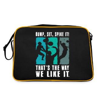 Bump Set Spike It Volleyball Graphic Gift Idea - Retro Bag - black/gold - Back
