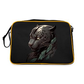 Kopf eines dunklen Panthers - Retro Tasche - Schwarz/Gold - Hinten