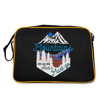 Die Berge rufen Wandern Berge Camping - Retro Tasche - Schwarz/Gold - Hinten