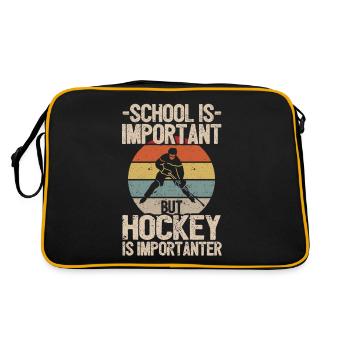Schule ist wichtig, aber Hockey ist wichtiger Lust - Retro Tasche - Schwarz/Gold - Hinten