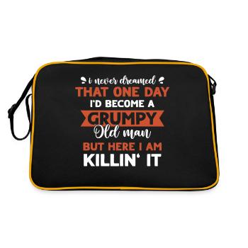 Lustige Grumpy Old Man Killin 'it Grandpa Opa - Retro Tasche - Schwarz/Gold - Hinten