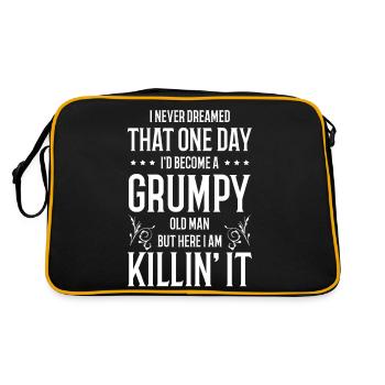 Funny Grumpy Old Man Killin 'it Grandpa Grandpa - Retro Bag - black/gold - Back