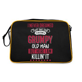 Lustige Grumpy Old Man Killin 'it Grandpa Opa - Retro Tasche - Schwarz/Gold - Hinten