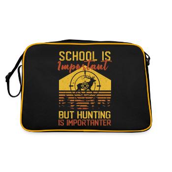 Schule ist wichtig, aber die Jagd ist wichtiger - Retro Tasche - Schwarz/Gold - Hinten