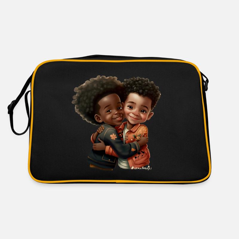 Jungsfreundschaft Enfants de couleur Amis Sac Retro