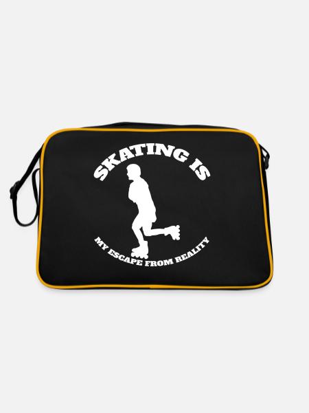 Rollschuh skaten Inliner Geschenk Inline Skater - Retro Tasche - Schwarz/Gold - Hinten
