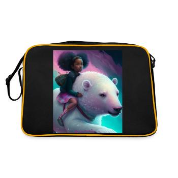 Une fille noire monte un ours polaire - Sac Retro - noir/or - Dos